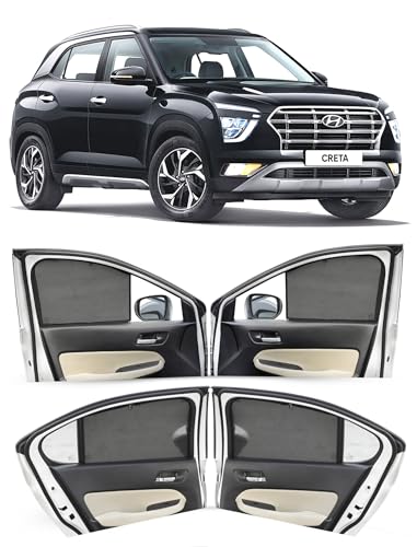 Image of Autofact Car Sunshades for Hyundai Creta New (2020 to 2024), UV Protection, Useful Car Accessories, Custom fit Sun Shades for Side Windows, Set of 4