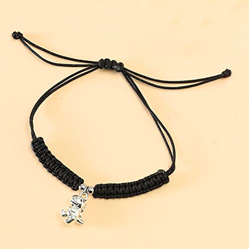 Image of HUJUON Cute Animal Dinosaur Bracelet,Handmade Braided Rope Wax Thread Tyrannosaurus Dinosaur Bracelet Promise Friendship Bracelet Gifts Card