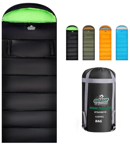 Bolsa de dormir para clima frío para adultos y niños, camping con acceso manual miniatura 1