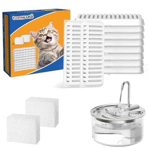 Tomxcute Juego de filtros para fuente de gatos, 10 filtros + 2 esponjas