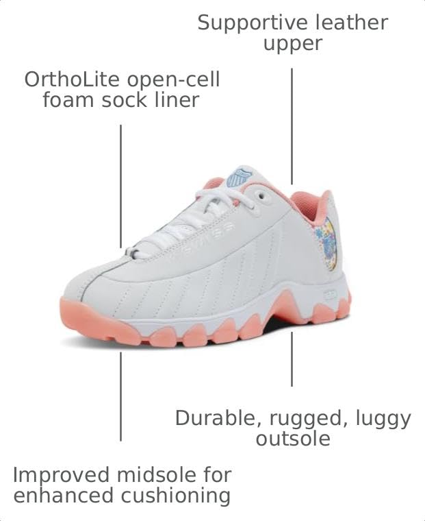 Image of K-Swiss Women's ST329 CMF Sneaker, Wide Tennis Walking Leather Shoes