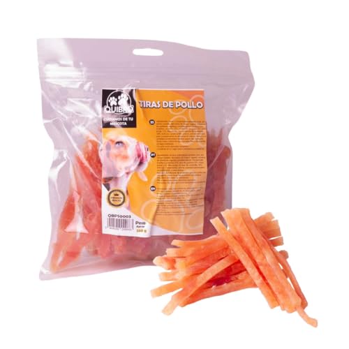 Quibropets Tiras de frango - carros para cães, recompensas naturais sem cereais, lanches para animais de estimação, prémios desidratados, 530 g