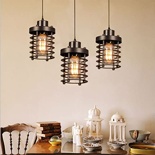 Lustre en fer à une tête E27 au design cercle industriel noir