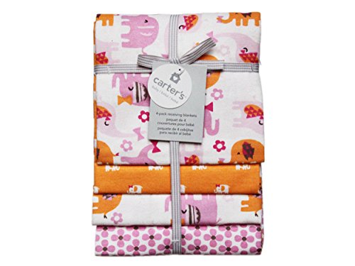 Image of Carter's Receiving Blanket, Pink Elephant, 4 Count