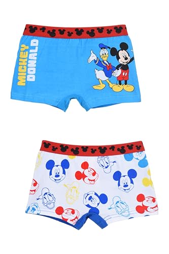Disney Mickey Mouse Set 2 Boxershorts für Jungen, Baumwolle, Mickey und Donald Duck, mehrfarbig, 4-5 Jahre