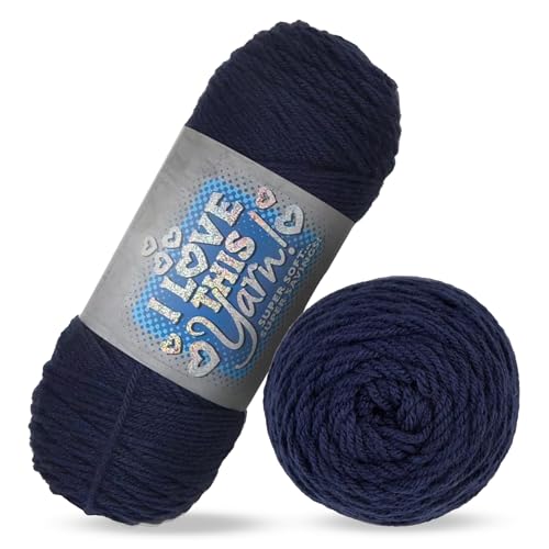 Image of Hobby Lobby I Love This Yarn, 100% Acrylic, 90 Navy | 4 Medium Weight, 355 Yards Per Skein, For Crocheting & Knitting