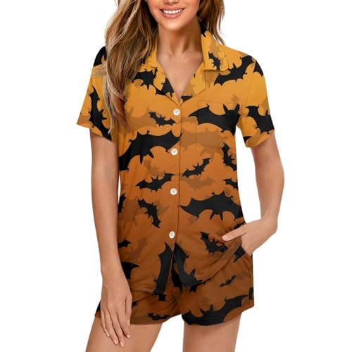Image of Women's Short Sleeve Sleepwear Pajamas Nightwear with Pockets | skin-friendly breathable material resists pilling fading and deformation after repeated washing