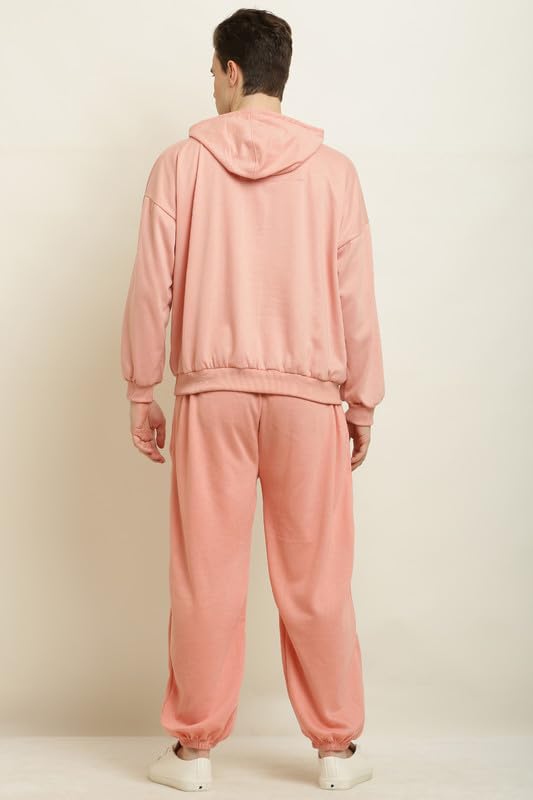 Image of Men's Fleece Long Sleeve Pullover Hoodies Set Full Length Winter Nightwear Pajama and Hoodie Set Tracksuit Gym Suit Night Suit