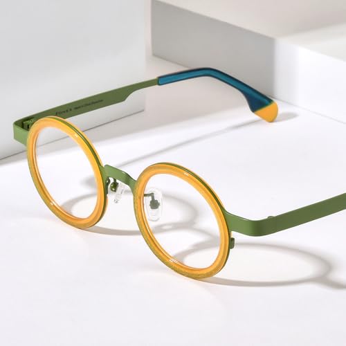Image of FONEX Acetate Titanium Glasses Frame Women Round Eyeglasses Vintage Eyewear F85816