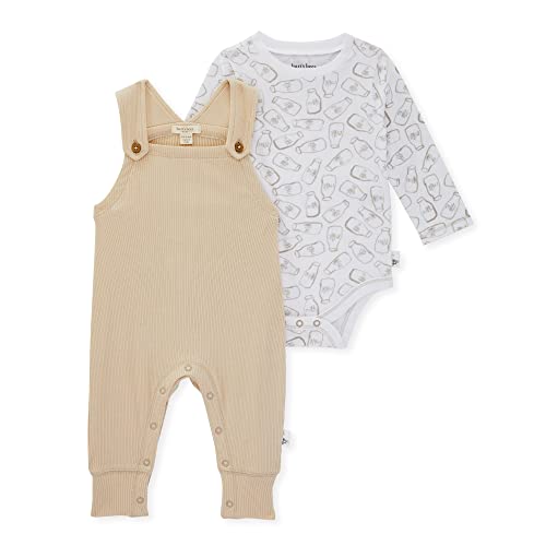 Image of Burt's Bees Baby Baby Boys' Romper Jumpsuit, 100% Organic Cotton One-Piece Coverall, Milk Bodysuit Set, Newborn