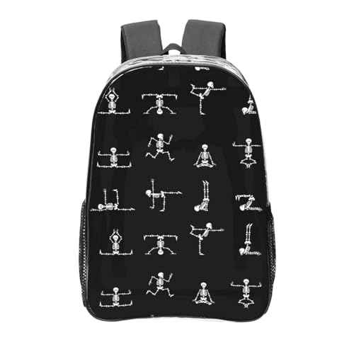 Sac à dos transparent en PVC avec imprimé tête de mort imperméable unisexe
