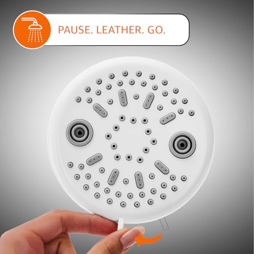 Image of Amazon Basics Shower Head for Bathroom | Round Multifunction 5-Spray Overhead Shower | Wall Mount Bathroom Shower with Pause Function, Chrome Finish, 4.5 Inches