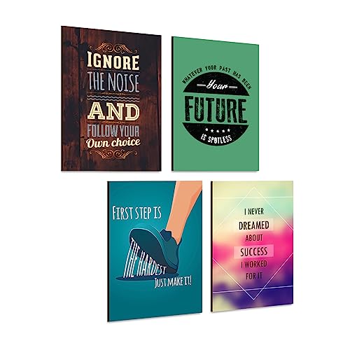 Image of PAPER PLANE DESIGN motivational quotes framed poster for office wall decoration set of 4 (MOTIVATIONAL)