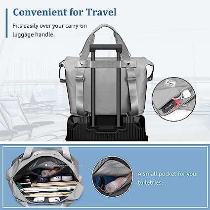 Image of bagsmart Alphabita Foldable Travel Duffel Bag, Large Capacity Folding Lightweight Waterproof Carry Luggage Fashion Bag (Grey)
