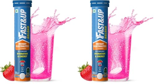 Image of Fast&Up Reload (5 Litres) Low Sugar energy drink for Instant Hydration - 20 Effervescent Tablets with all 5 Essential Electrolytes + Added Vitamins - Certified Electrolytes Drink - Berry flavour