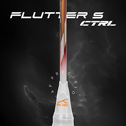 Image of Hundred Flutter S CTRL Carbon Fibre Strung Badminton Racket with Full Racket Cover for Intermediate Players