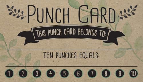 Punch Cards for Loyalty Rewards – Set of 200 Kraft Vouchers for Small Business, Coffee Shop,...