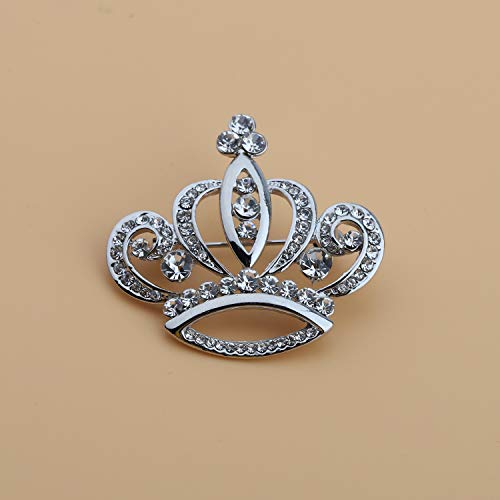 LQRI Crystal Rhinestone Princess Queen Crown Brooch Pin Tiara Crown Brooches Crown Tiara for Wedding Party/Banquet/Birthday3