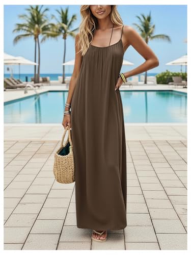 Image of SHENHE Women's Open Back Spaghetti Strap Beach Maxi Dress Loose Flowy Vacation Sundress
