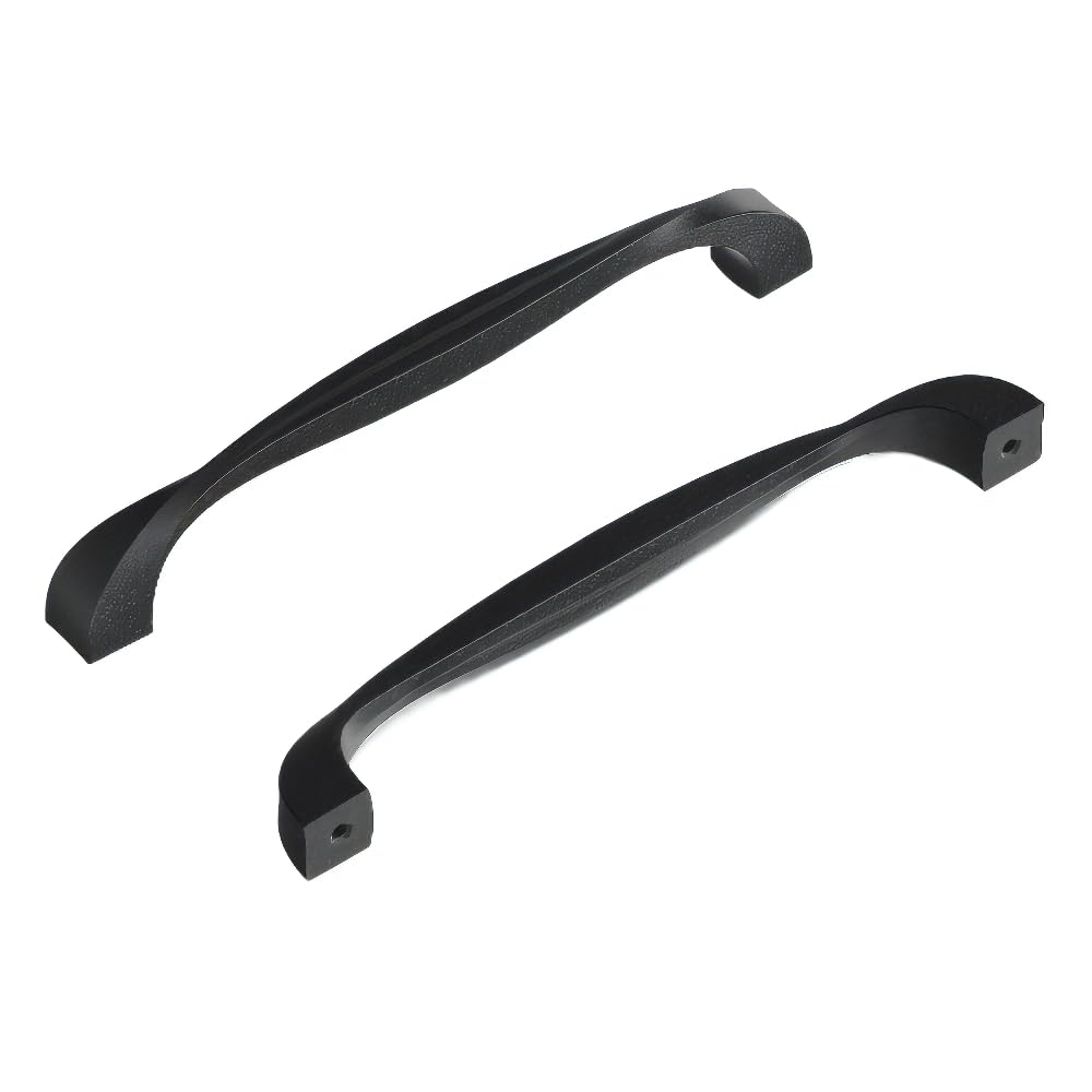 Hickory Hardware 5 Pack Solid Core Kitchen Cabinet Pulls, Luxury Cabinet Handles, Hardware for Doors & Dresser Drawers, 6-5/16 Inch (160mm) Hole Center, Black Iron, Twist Collection