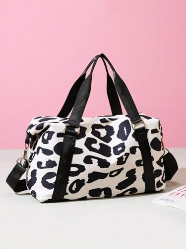 Y2K Preppy Duffle Bag Small Gym Bag for Women Weekenderl Bag Trave Dance Carry on Bag Cheetah Animal Print (beige)2
