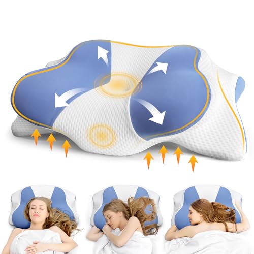 Nackenkissen Kopfkissen - Orthopädisches Kissen für Schulter und Nackenschmerzen, Memory Foam kissen für Bauch, Rücken, und Seitenschläfer,...