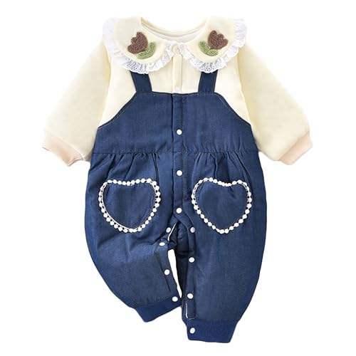 Legou Baby cute one-piece strappy pants fall and winter thin cotton onesie crawling clothes off white 66CM