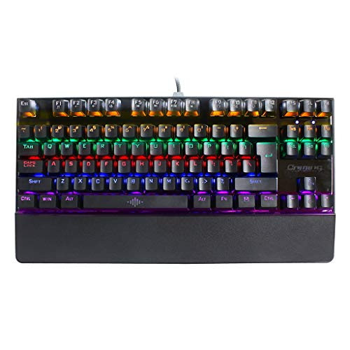 LALALA Teclado mecánico 87 Teclas Eje Ultra bajo Mini Teclado USB para Juegos con Cable Extra Fino Interruptores Azules para PC Accesorios para computadora portátil