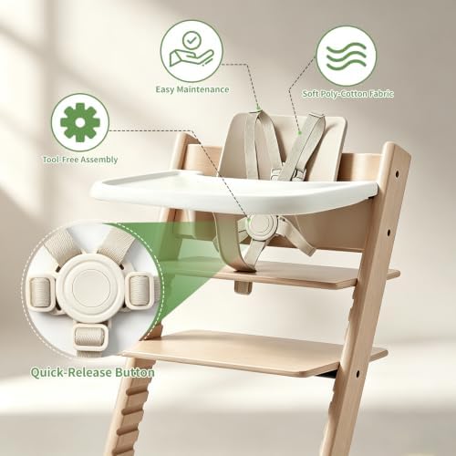 Harness Compatible with Stokke Tripp Trapp, Sturdy Buckles, 1 Pack, White