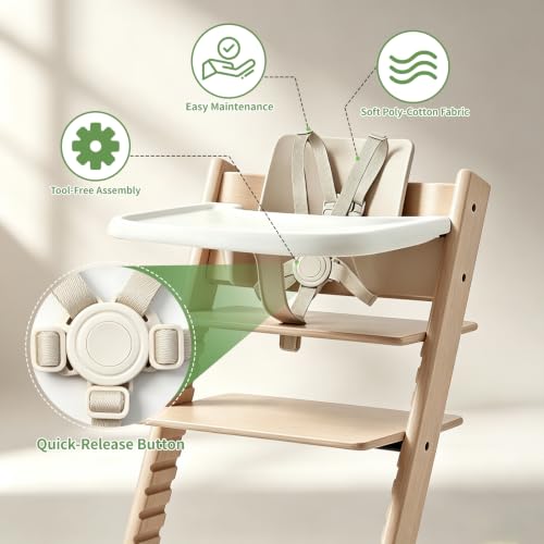 Harness Compatible with Stokke Tripp Trapp, Sturdy Buckles, 1 Pack, White