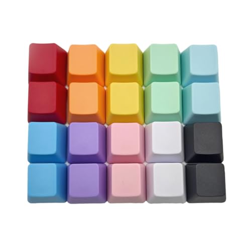Elacgap OEM Profile Blank Keycaps PBT Rainbow Mixed Colors 1U R4 Keycap for MX switches Mechanical Keyboard (Mixed Colors, 20pcs)