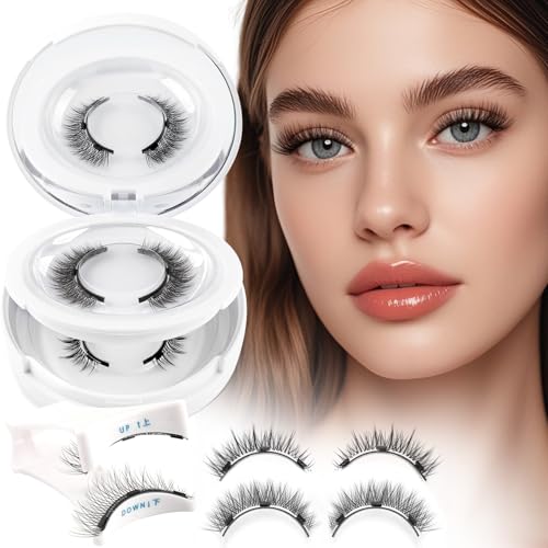Glowing Win Magnetic Eyelashes with Applicator 2 Pairs Magnetic Eye Lashes Natural Look Reusable False Eyelashes No Glue Needed Without Eyeliner Easy to Wear and Remove