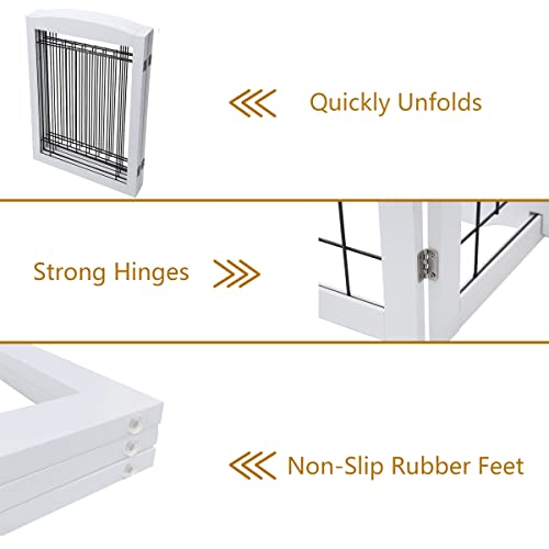 Pawland Extra Wide Dog Gate For The House, Doorway, Stairs, Freestanding Foldable Wire Pet Gate, Pet Puppy Safety Fence, 30" Height (White, 3 Panels) #TOP3