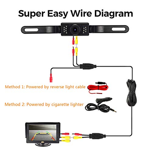 Backup Camera and Monitor Kit,RAAYOO 2020 Upgrade 2nd Generation Car Rear View Reversing Camera Automotive with 150° Perfect View Angle 13 Auto-Lighting LED Lights Night Vision IP69 Level Waterproof