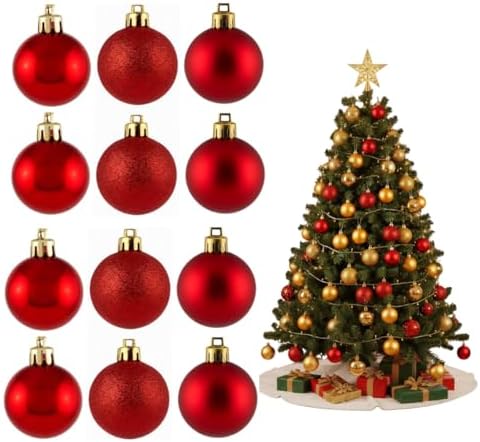 Kit 12 Bolas de Natal 5 cm – Vermelho ou Dourado Acabamento Fosco...