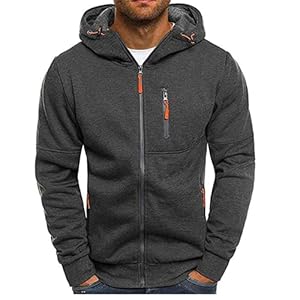 PPPPA heren sweatjack met capuchon slim fit modern hoodie vest lange mouw heren zwart casual capuchon heren zip hood…