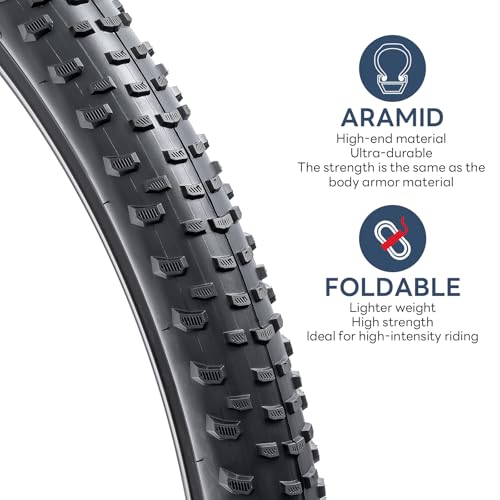 YUNSCM 26×2.10 Lightweight Bike Tires (ETRTO 54-559) 60TPI