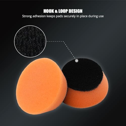 Image of SPTA PRO Orange Heavy-Cut Mini Polishing Foam Pad, 5Pcs 2inch /50mm Sponge Polishing Buffing Pads, Car Foam Detail Polishing Pad Kit for Car Detail Polishing, Small Area Polishing -FF201-5