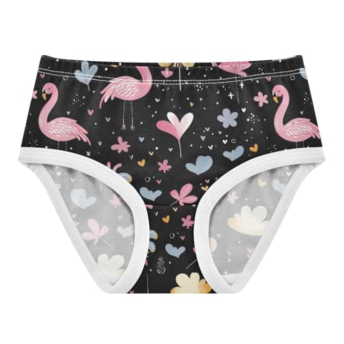 ZZKKO Pink Flamingo Black Girls Underwear Toddler Panties for Girls Comfort Brief Size 2-8T