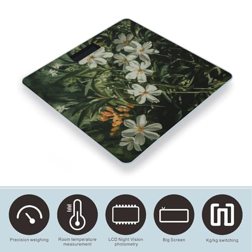 Báscula digital para baño con hojas y flores miniatura 3