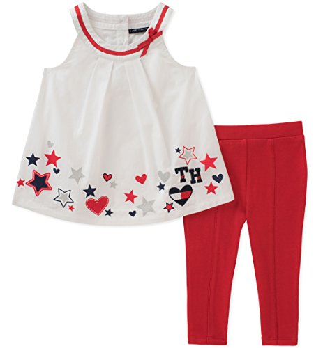 Tommy Hilfiger Baby Girl's Leggings Set Pants, White/red, 6/9M