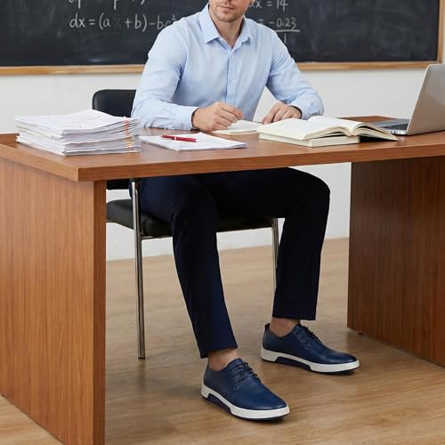 Image of konhill Men's Casual Oxford Shoes - Breathable Dress Shoes Loafers Lace-up Flat Sneakers