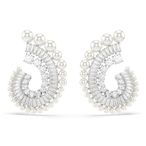 Ariana Grande Crystal and Pearl Pierced Earrings in Rhodium Finish - Part of the Ariana Grande x Swarovski Capsule Collection