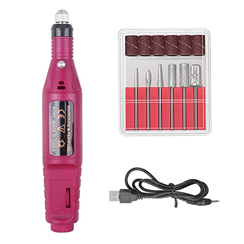 BAQI Kit de taladro de uñas eléctrico para uñas acrílicas, lijadora de uñas de los pies, máquina pulidora de uñas, herramientas de pulido de pedicura y medicina para uso en el hogar y salón, rojo