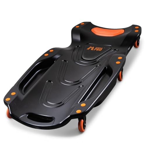 HYDRAULIC PRO 42' Mechanic Creeper with 6 Swivel Casters, Ergonomic Car Creeper with 2 Soft Pads, 350LBS Capacity Low-Profile Design & 2 Tool Trays for Automotive and Garage Repair