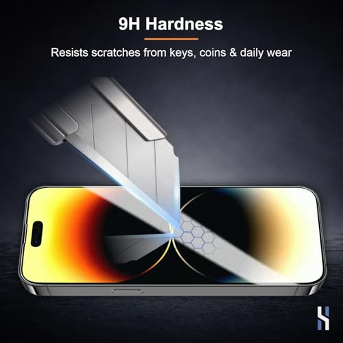 Image of Tempered Glass for iPhone 14 Pro Max (6.7 Inch) Military Grade 9H Screen Guard, Anti-Scratch, Shatterproof, Edge-to-Edge Full Coverage - Black Border