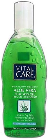 Vital Care Aloe Vera Gel - 2 Pack x 10.6 Oz - Raw Natural Anti-Aging Moisturizer Soothes Sunburn, Irritated and Dry Skin - Organic Skin Care for After Sun Burn And Acne on Body, Hand, Face & Hair
