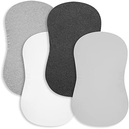 Bassinet Bed Sheets – Premium Bassinet Fitted Sheet for Halo, Mika Micky, Maxi COSI & Others - 4 Pack 100% Jersey Knit - Bassinet Bedding for Standard Size Oval or Halo Bassinet Pads for Boys & Girls