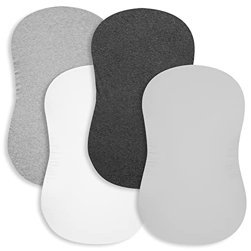 Image of Bassinet Bed Sheets – Premium Bassinet Fitted Sheet for Halo, Mika Micky, Maxi Cosi & Others - 4 Pack 100% Jersey Knit - Bassinet Bedding for Standard Size Oval or Halo Bassinet Pads for Boys & Girls