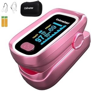 Pulse Oximeter with Respiration, Respiration Rate Monitor, Pulse OX Respiration Counter, O2 Pulse Oximeter Finger, Oximeter with Bag and Lanyard (Pink)